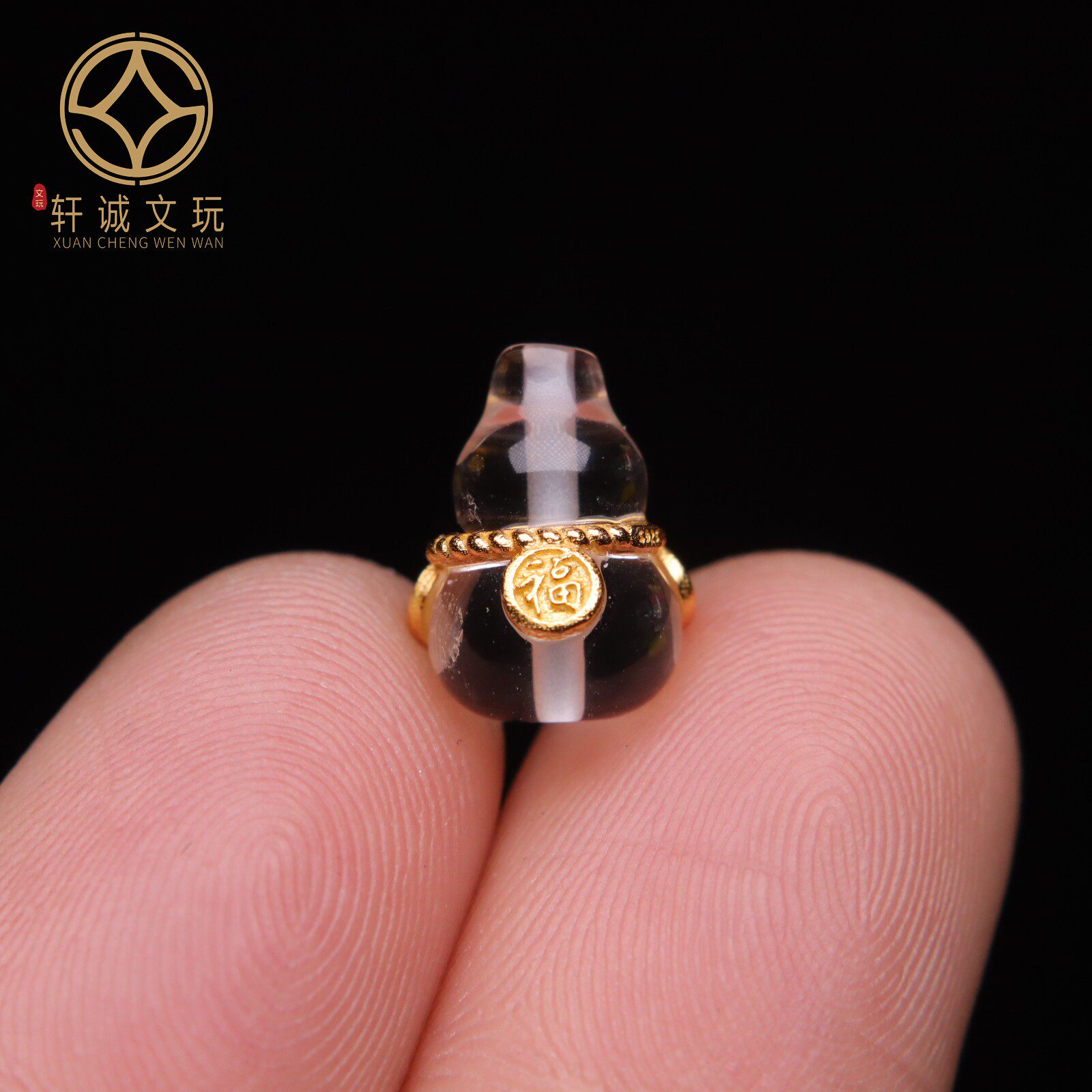 原创银镀金镶嵌天然白水晶葫芦福禄寿桶珠散珠diy文玩配件配饰