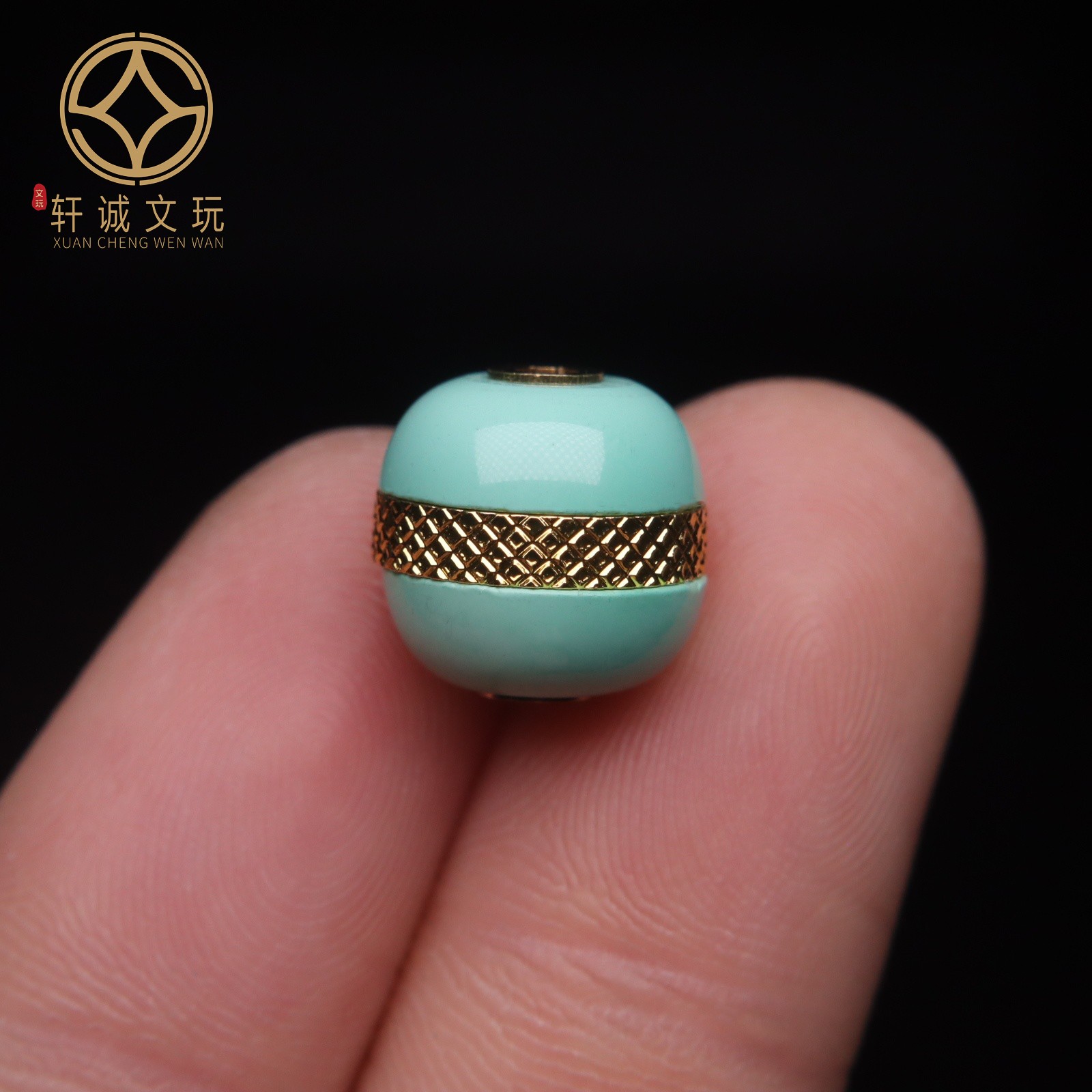优化高瓷绿松石果绿金龙纹老型汉堡珠桶珠蒙松散珠手串108diy配饰