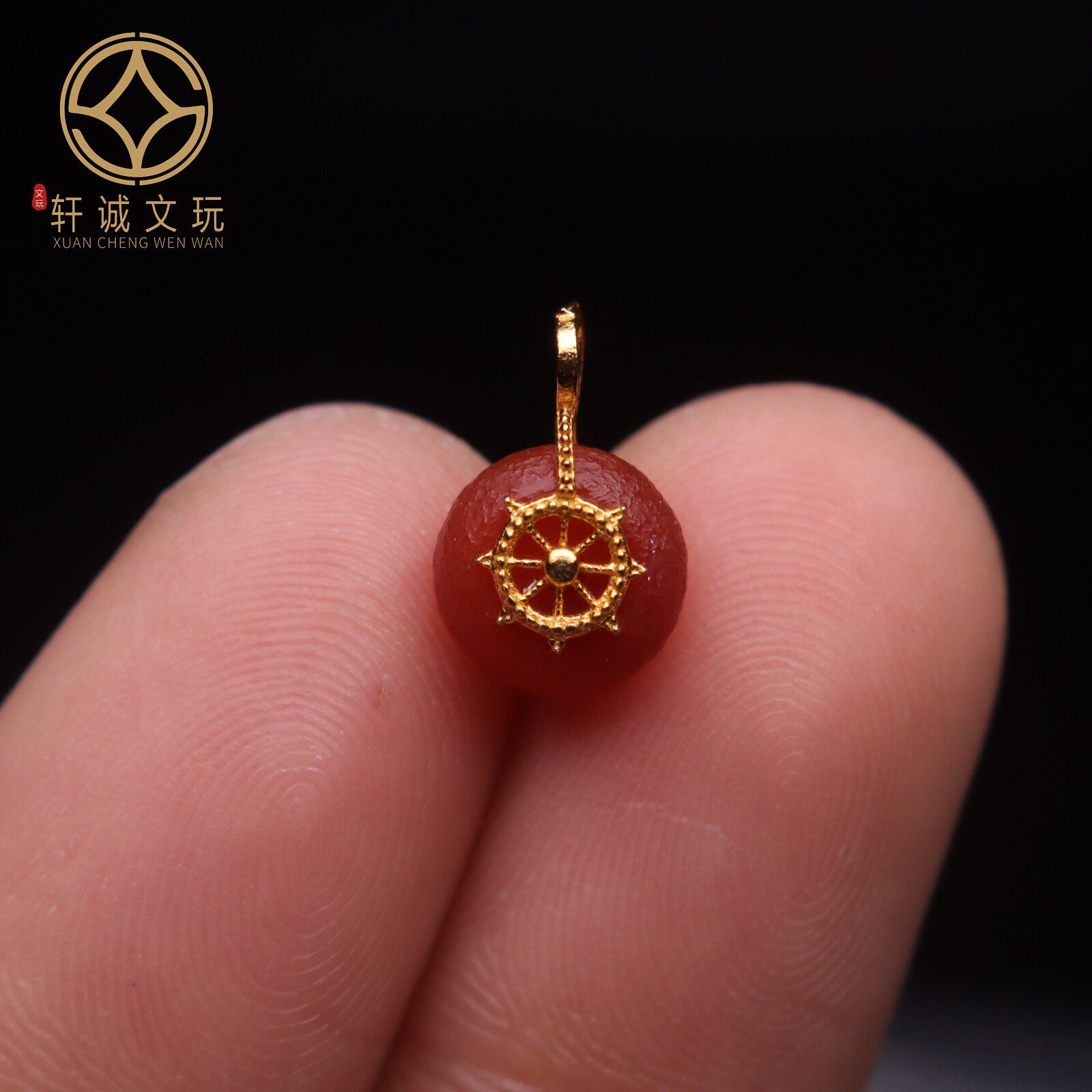 古法金S925银镀24k金镶南红玛瑙diy文玩佛珠手串手链文玩配件卡子