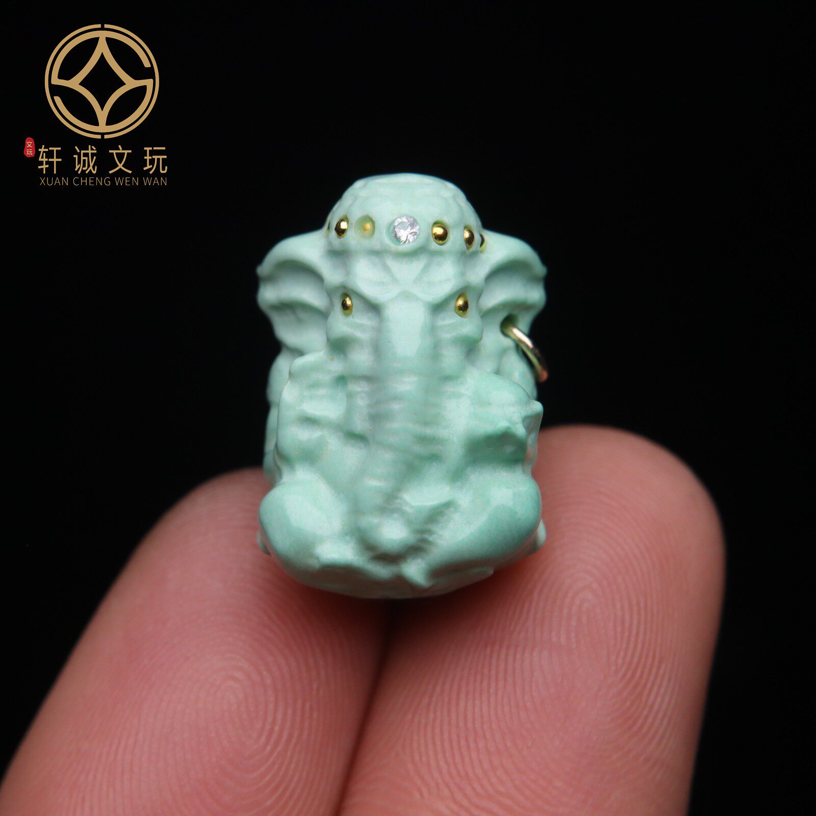 优化高瓷绿松石镶嵌象神背云菱镁蒙松散珠手串链108diy吊坠配饰件
