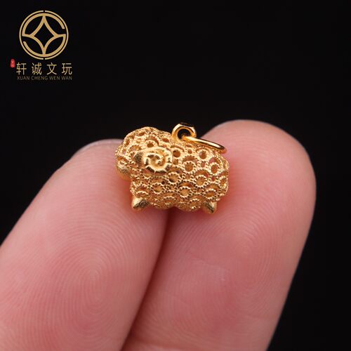 新年羊年925银镀金生肖羊羊得意吊坠腰珠隔珠手工diy文玩配饰珠