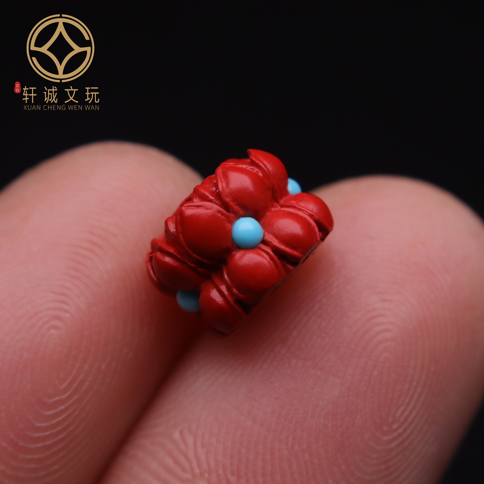 正品保真高含量朱砂镶嵌莲花散珠手链背云文玩手串DIY配饰配件