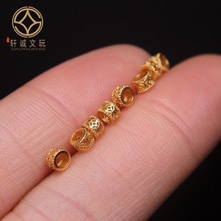 原创纯银925银镀金镂空隔片垫片隔珠长串手工串珠编绳diy文玩配饰