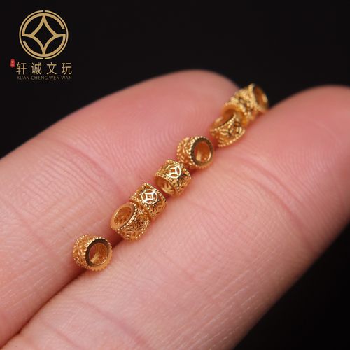 原创纯银925银镀金镂空隔片垫片隔珠长串手工串珠编绳diy文玩配饰