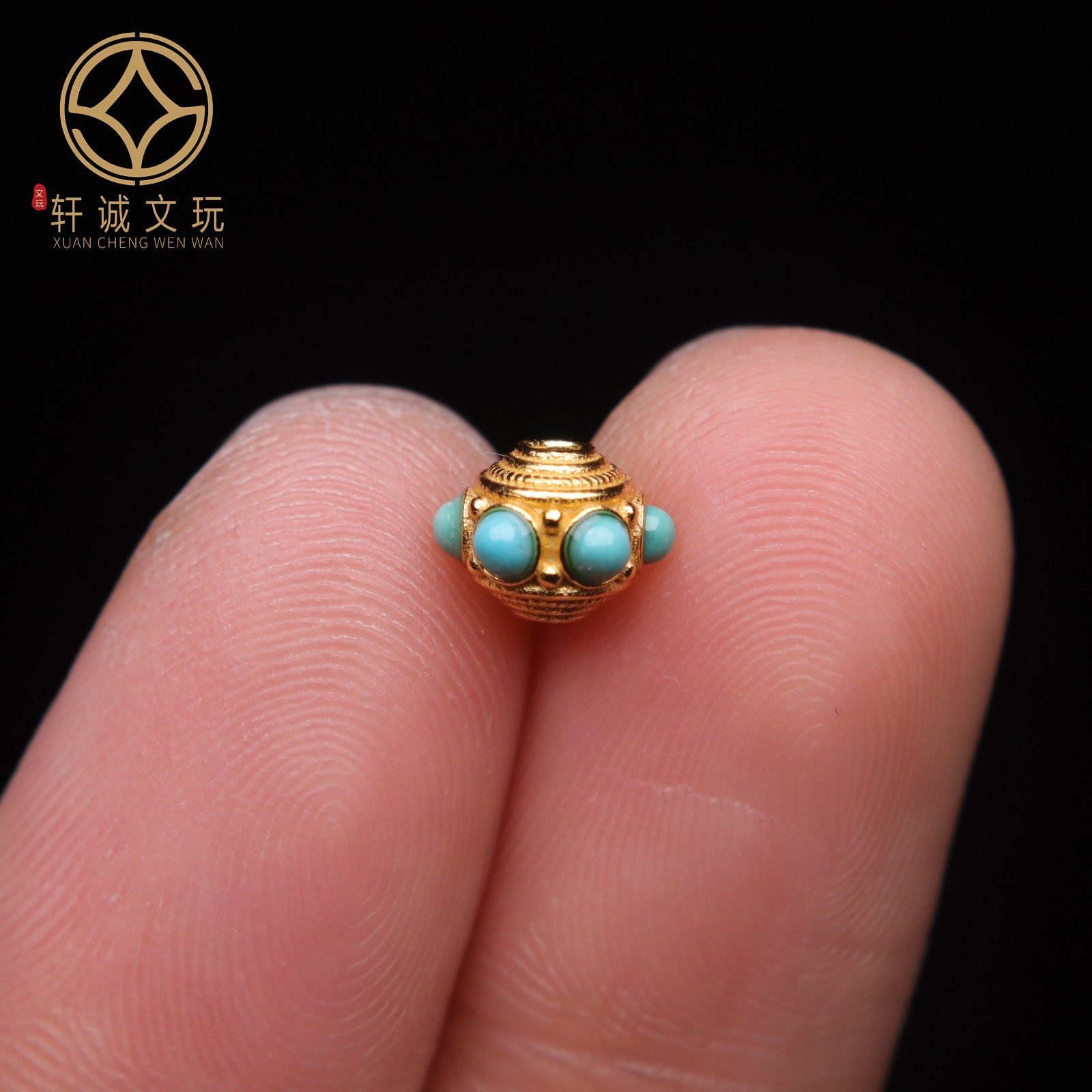 原创925银镀金松石蜻蜓眼圆珠腰珠隔珠手工串珠编绳diy文玩配饰珠