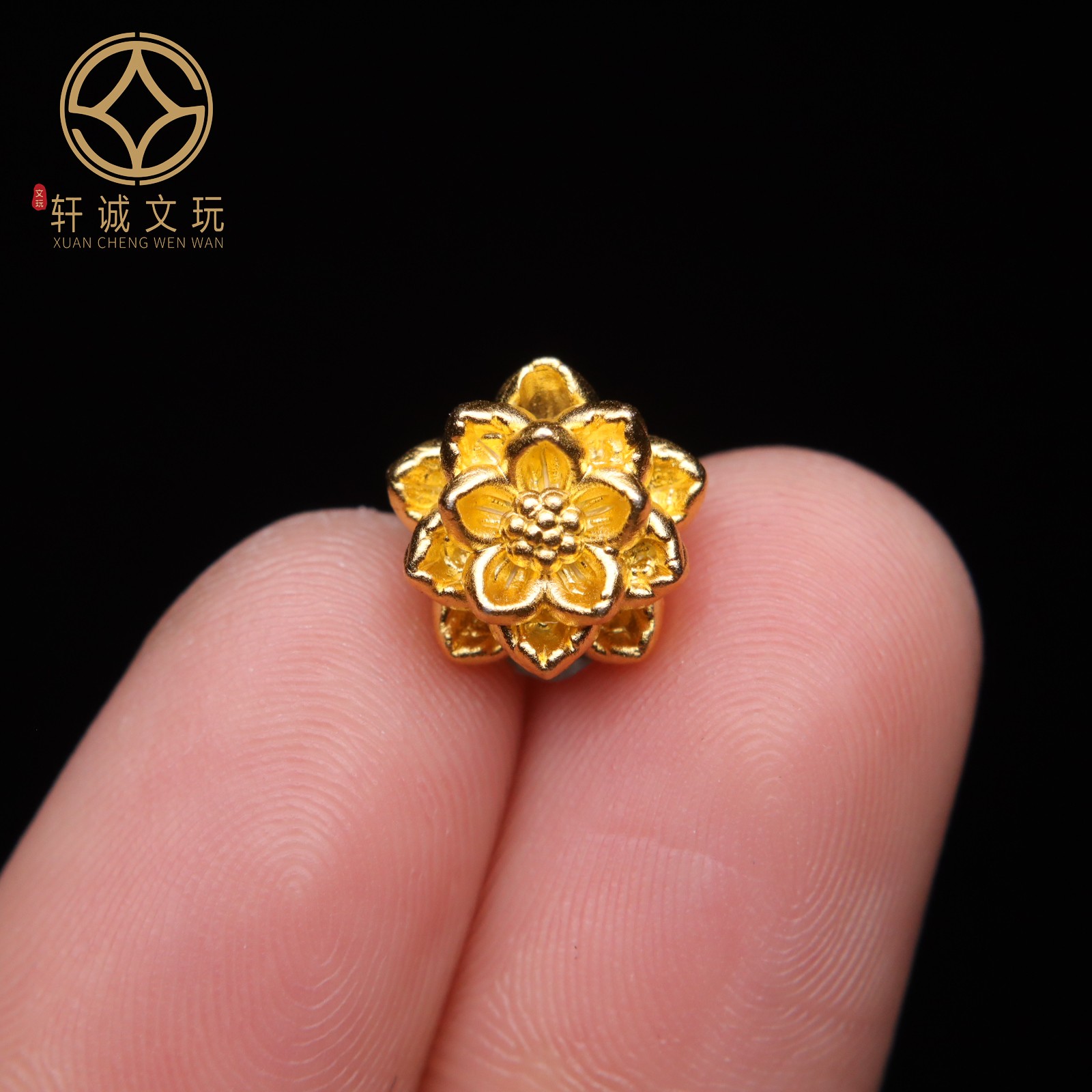 原创银镀金莲花背云珠桶珠圆珠散珠DIY文玩配饰配件手串手链饰品