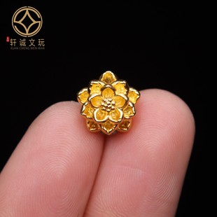 原创银镀金莲花背云珠桶珠圆珠散珠DIY文玩配饰配件手串手链饰品