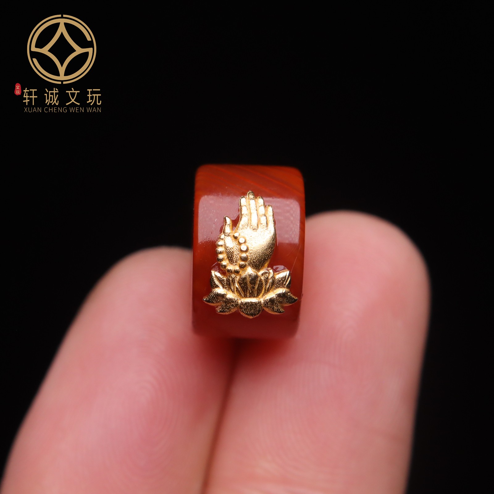 天然南红玛瑙7mm大孔镶嵌佛手五条扎基拉姆散珠DIY手串手链配饰珠
