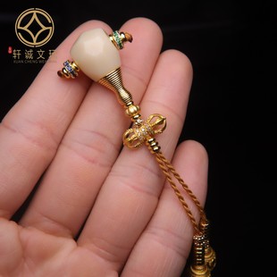 天然雪巴白琉璃古法金三通套装组合佛头金刚菩提108长串配饰配件