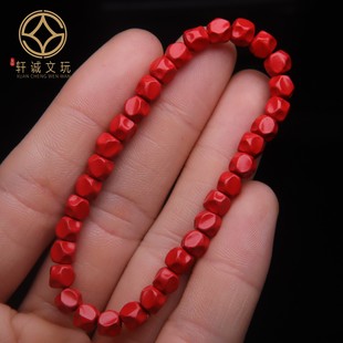 天然保真帝王朱砂小陨石纹直切手串老型桶珠散珠子单圈手链手串