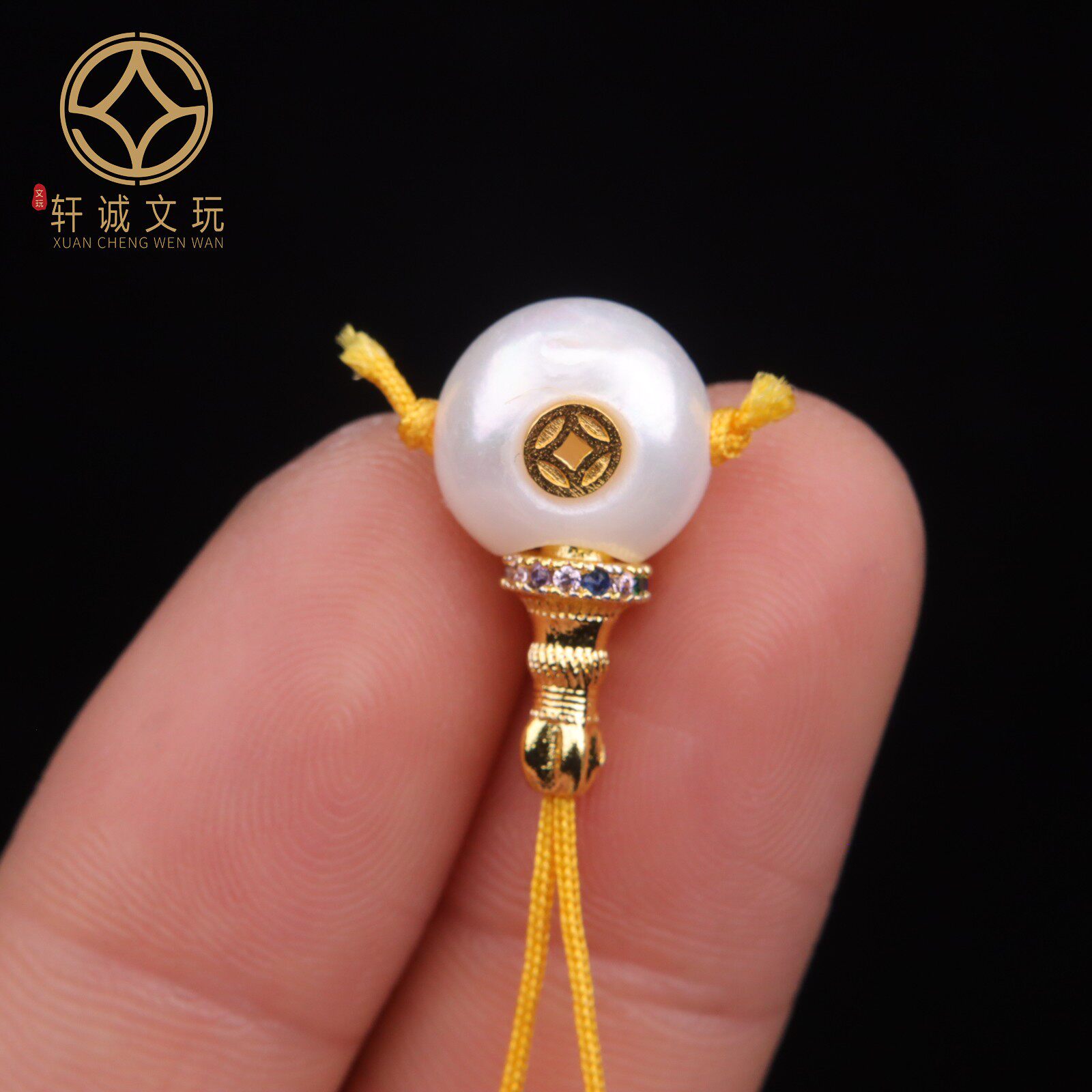 天然古法金铜钱原矿珍珠三通佛头串珠diy文玩散珠手串手链配饰