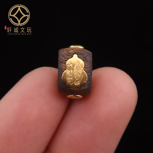 原创S925银镀金葫芦聚财咒招财沉香桶珠手串手链diy文玩配珠配饰