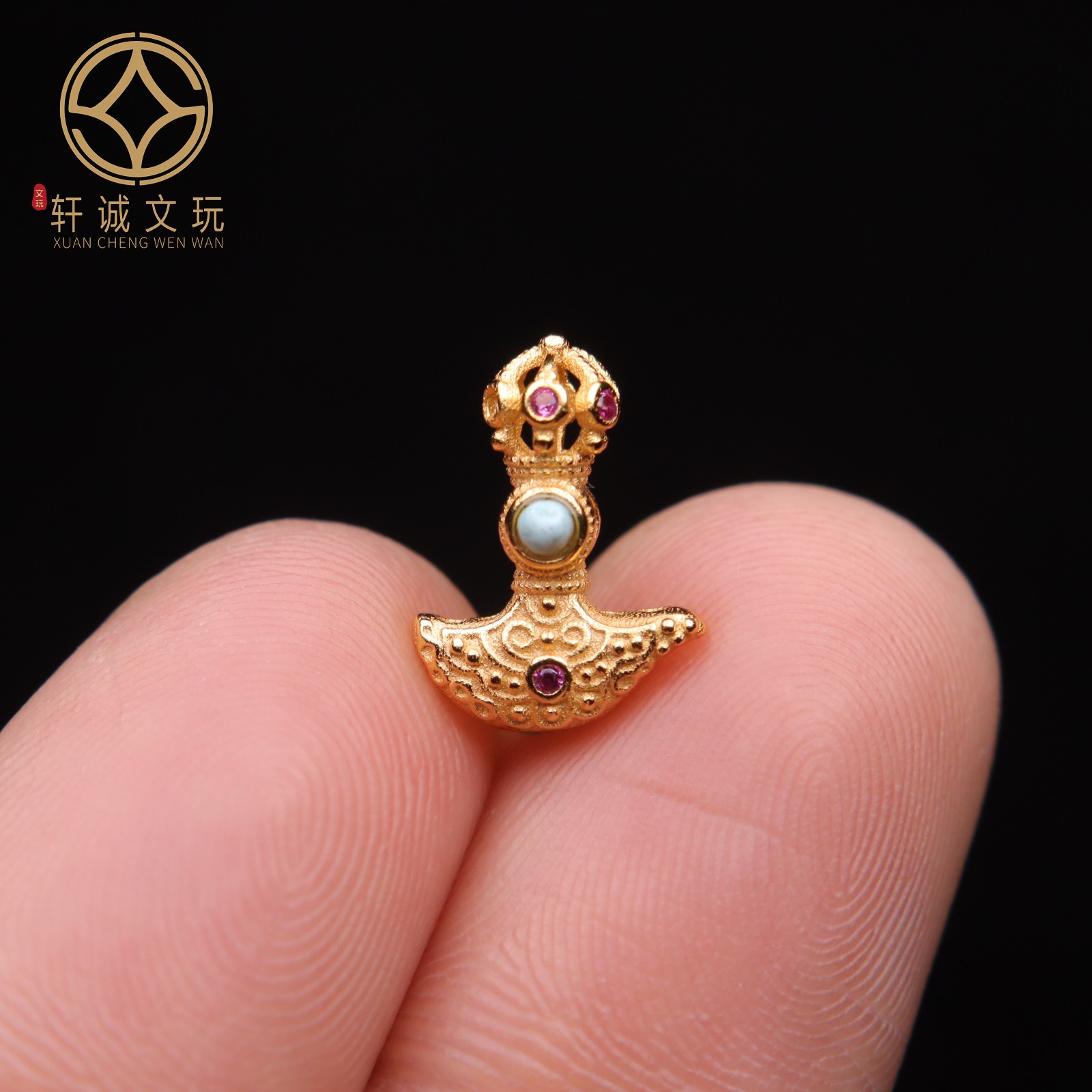 原创925银镀金金刚杵背云小配件挂件吊坠饰品金刚菩提文玩配饰件