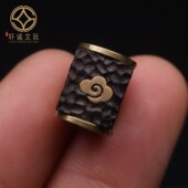 古法金配件天然沉香木镶嵌祥云云纹隔珠散珠圆珠子DIY文玩配饰