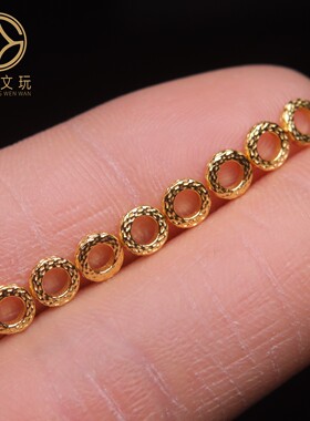 原创纯银925陨石款大孔隔片垫片隔珠长串手工串珠编绳diy文玩配饰