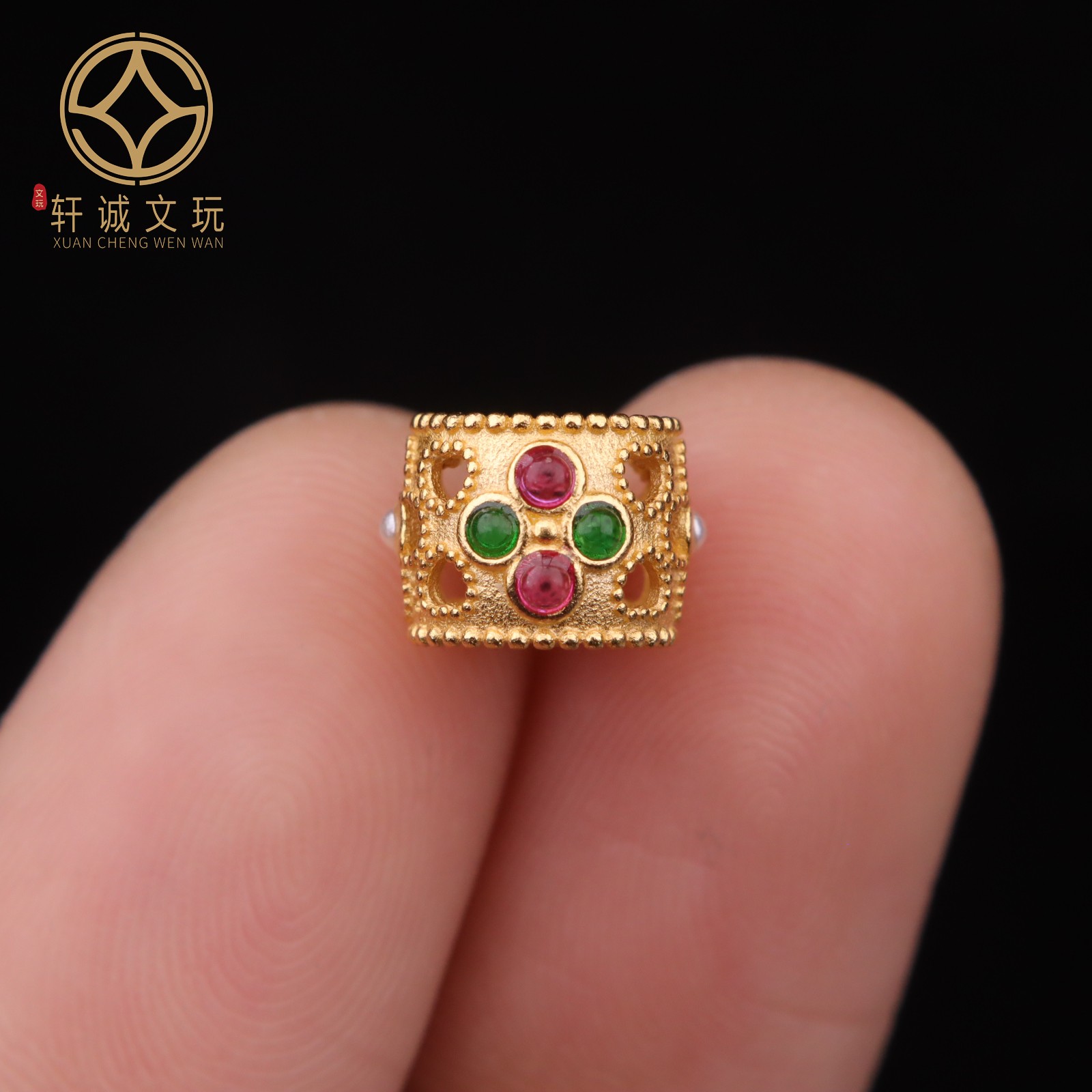 原创s925银镀金转运珠子松石南红蜻蜓眼隔珠手链配件diy配饰饰品