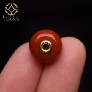 天然S925银镀金镶嵌南红玛瑙平安扣隔片隔珠散珠DIY配珠配饰配件