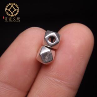 s999纯银八棱切面刻面钻石面配饰配件DIY文玩串珠手链挂件饰品