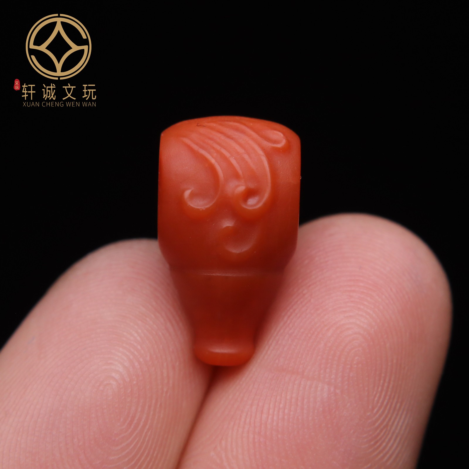 保真凉山满肉满色南红博古纹无优化三通佛头散珠DIY配饰配件饰品