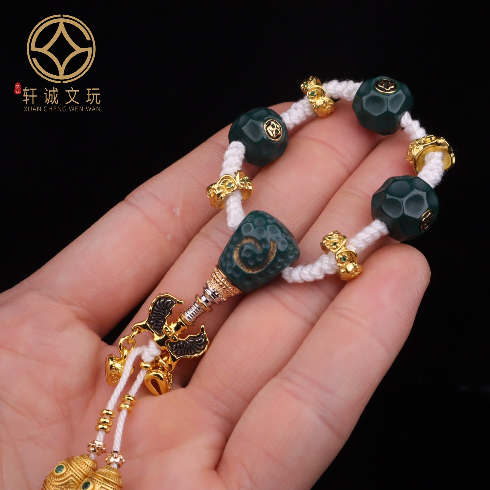 原创雪巴琉璃无相搓金桶珠三通佛头套装手串长串108diy配饰配件珠