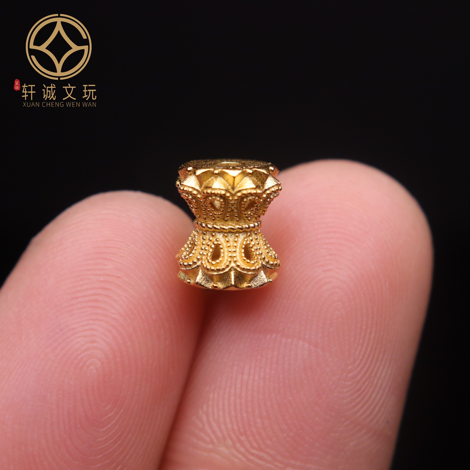 原创925银镀金莲花莲子桶珠腰珠隔珠手工串珠编绳diy文玩配饰珠