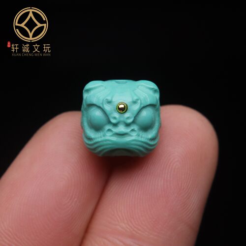 优化高瓷绿松石醒狮古法金镶嵌桶珠蒙松散珠手串手持108diy配饰