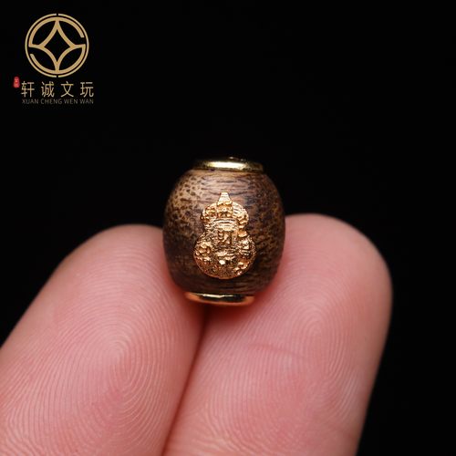 原创S925银镀金招财葫芦护身沉香桶珠手串手链diy文玩配珠配饰