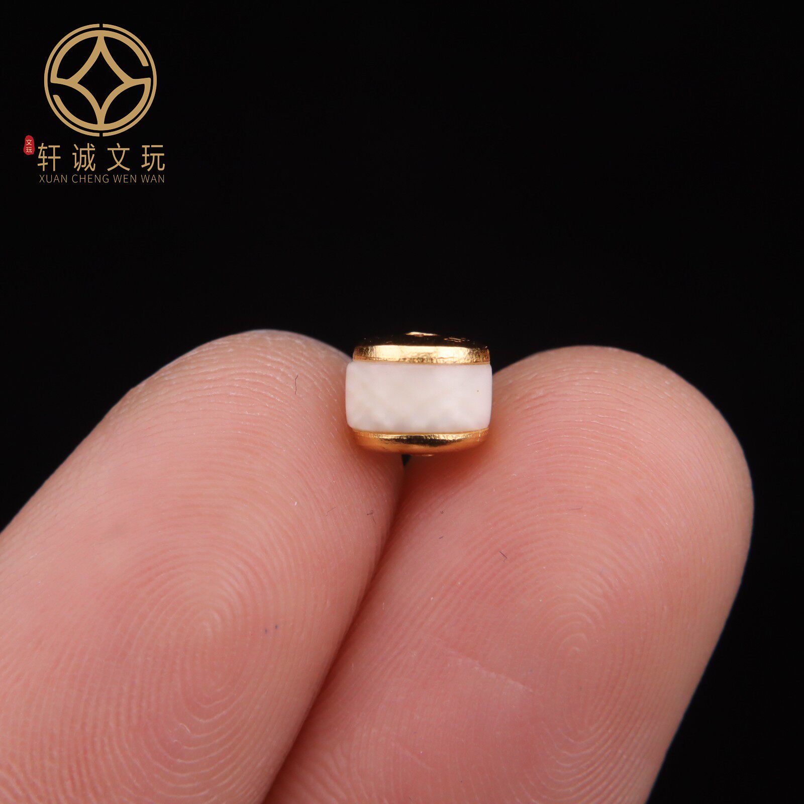 天然猛犸牙镶嵌银镀金老型桶珠隔珠散珠珠子DIY文玩配饰配件配珠