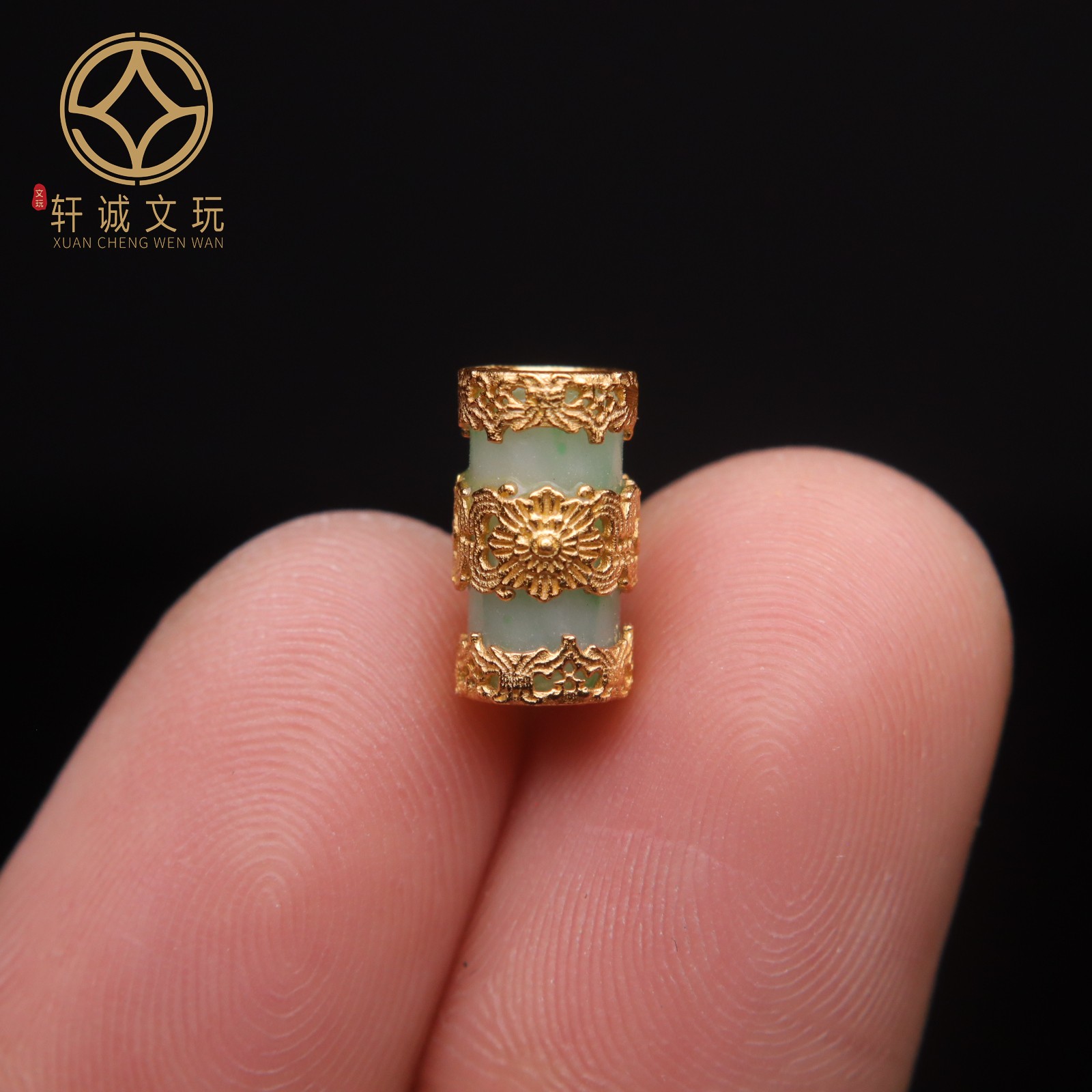 原创925银镀金翡翠回纹桶珠腰珠隔珠串珠diy文玩配饰手串手链配珠
