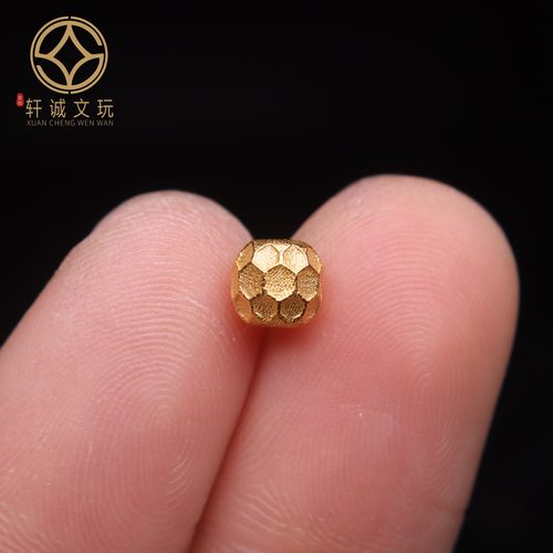 原创925银镀金陨石纹老型桶珠腰珠隔珠手工串珠编绳diy文玩配饰