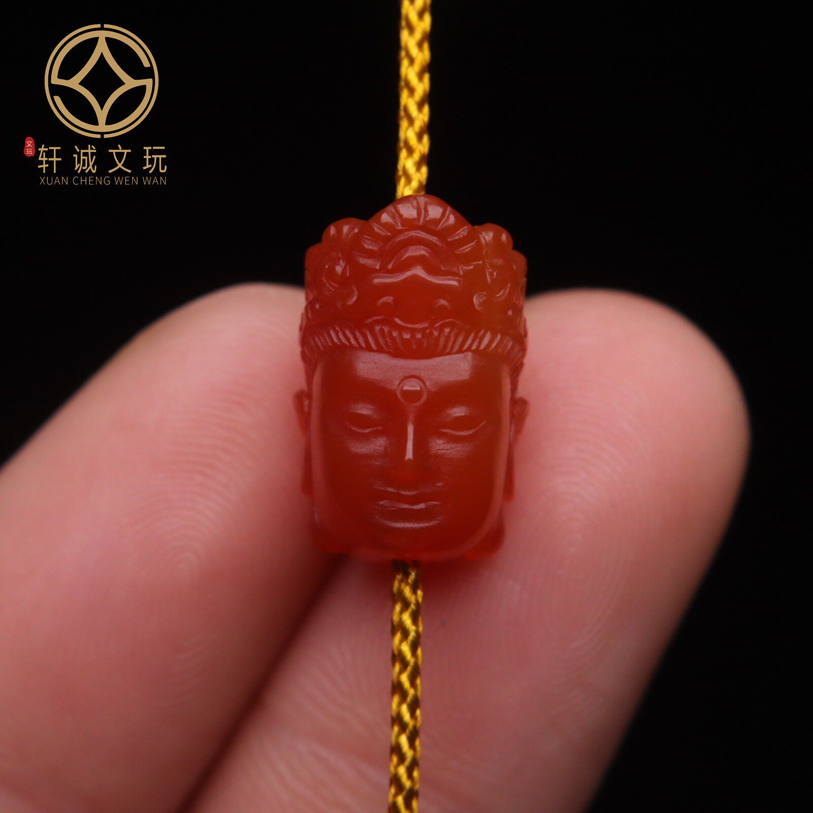 保真凉山满肉满色南红立体观音牌子吊坠桶珠散珠DIY配饰新品配件