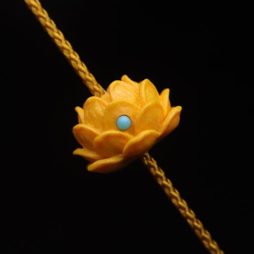 保真雄黄晶体砂镶嵌莲花座背云隔珠侧挂菩提手串长串diy文玩配饰