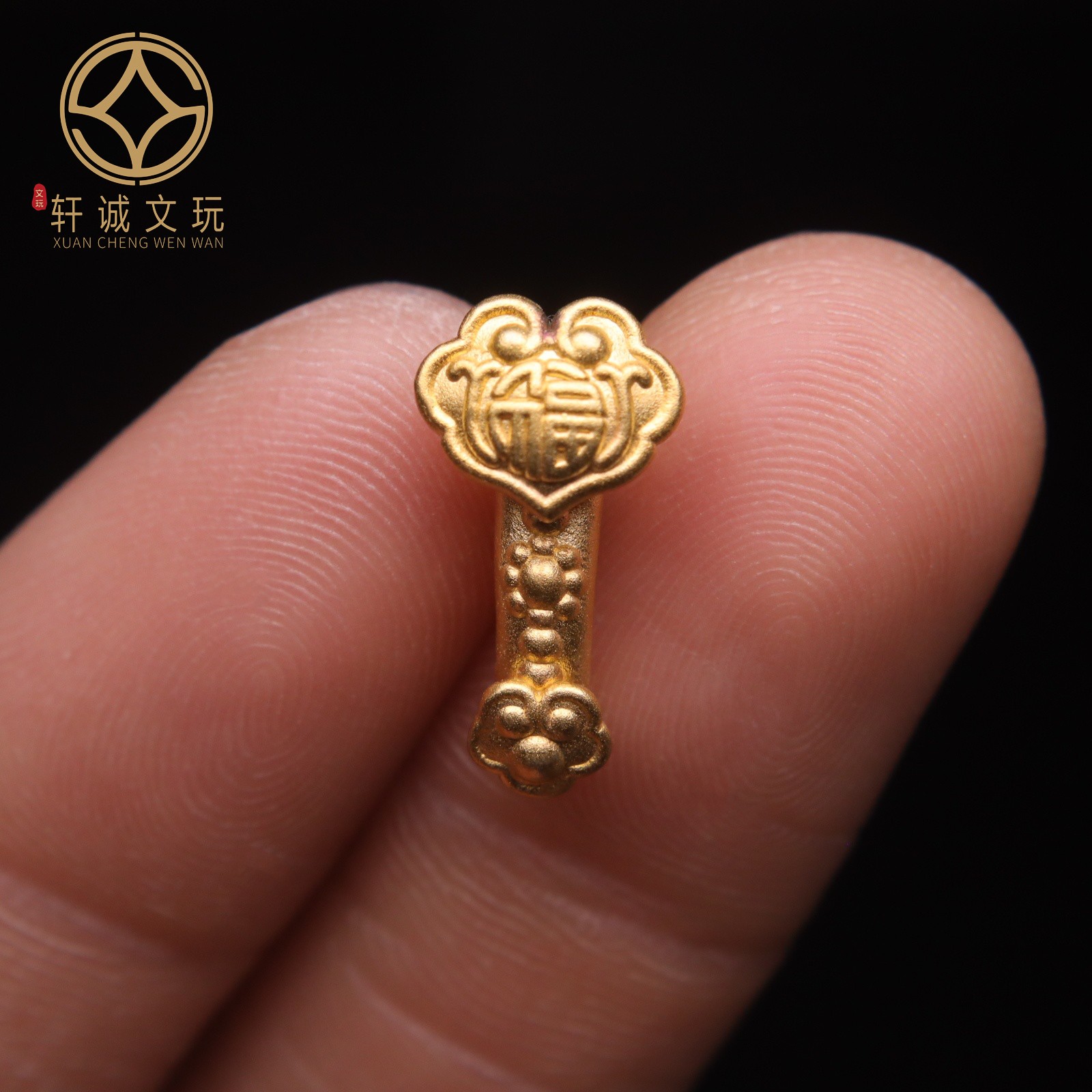 原创s925足银纯银镀金如意背云配件文玩手串配饰佛珠手链diy串珠