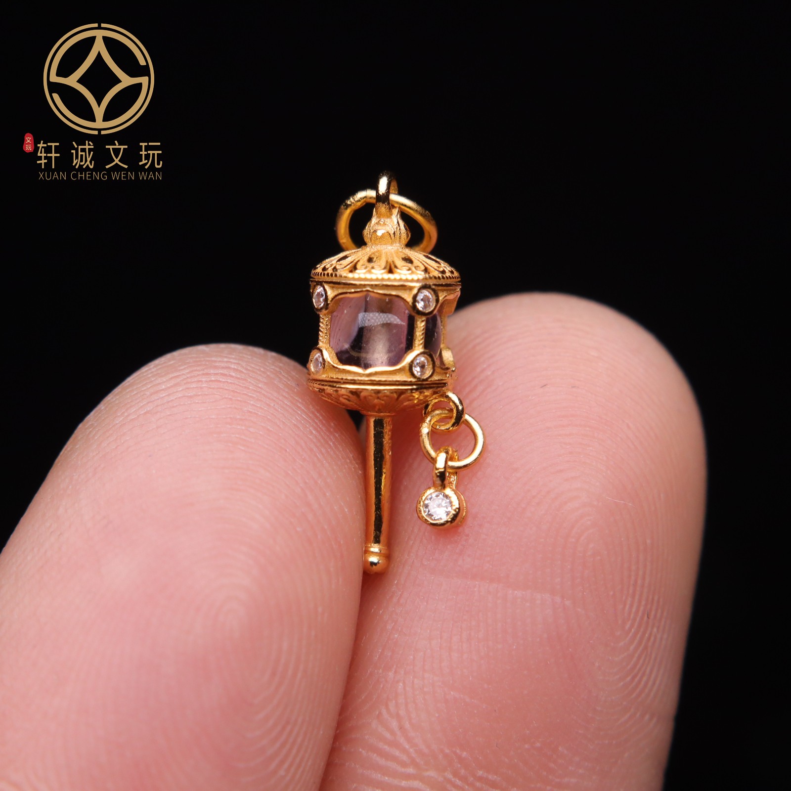 原创银镀金镶嵌天然白水晶转经桶珠散珠隔珠diy文玩配件配饰吊坠