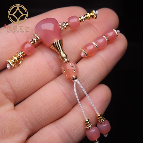 天然粉玛瑙古法金三通套装组合佛头金刚菩提108长串配饰配件饰品