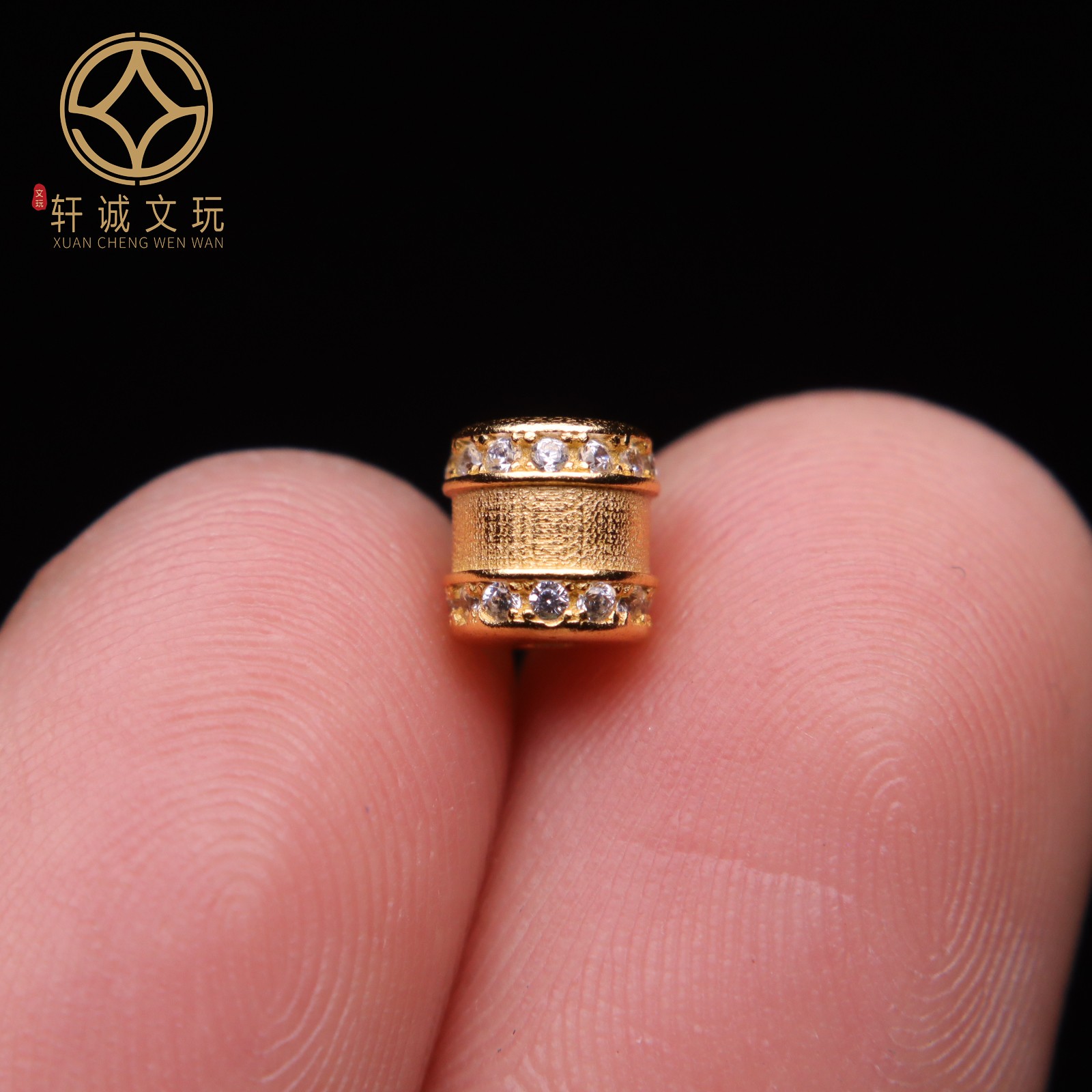 原创足银925镶钻桶珠顶腰珠隔珠手串手工串珠diy文玩配饰配件饰品