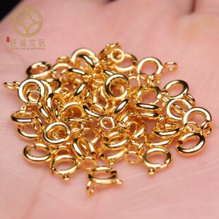 原创纯银925镀金弹簧扣卡子项链链接卡扣锁链diy文玩配饰配件锁扣