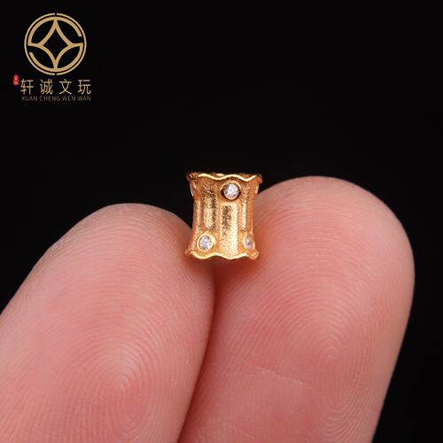 原创925银镀金镶白钻新款桶珠手串手链diy文玩108配件配饰