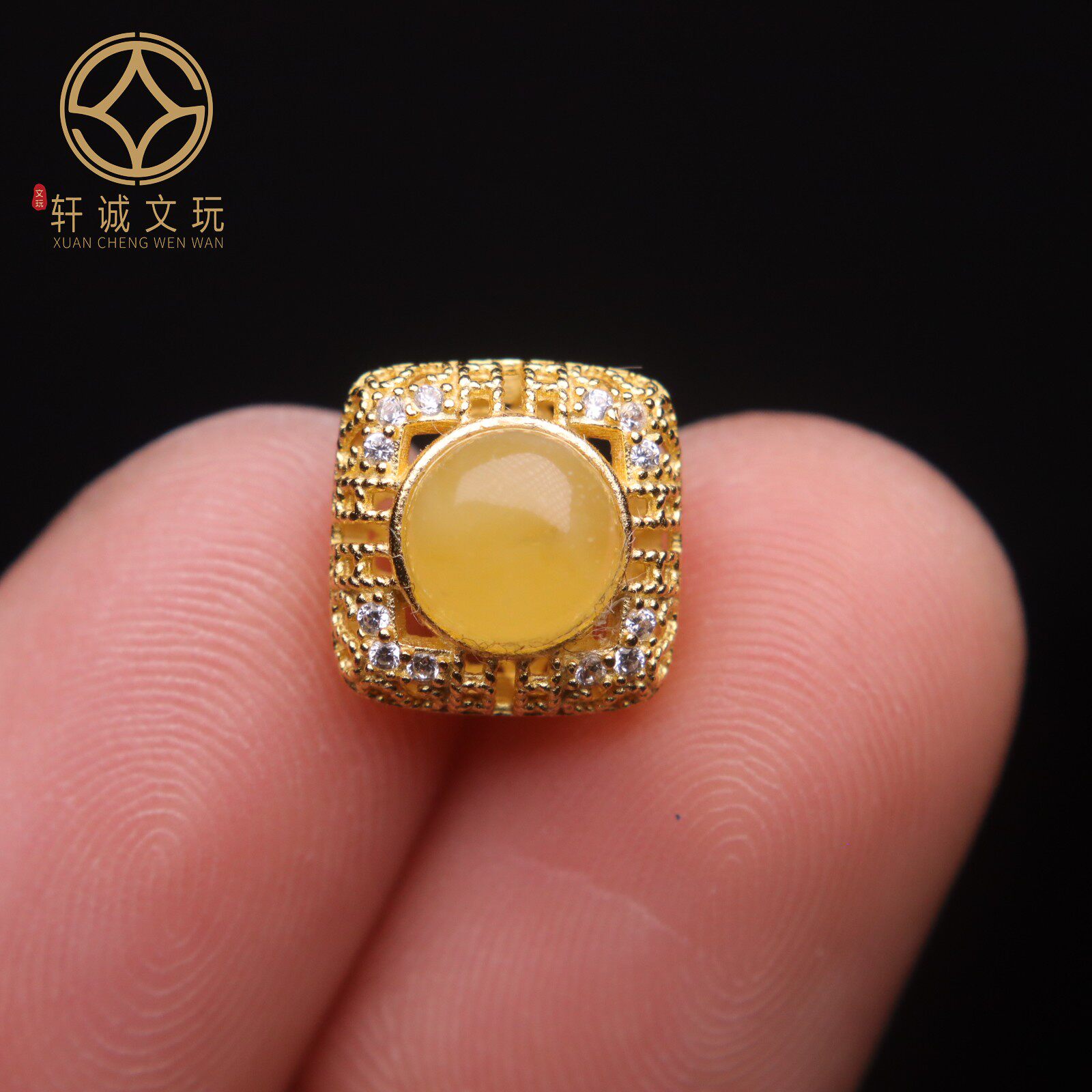 原创925银镀金蜜蜡背云桶珠腰珠隔珠串珠diy文玩配饰手串手链配珠