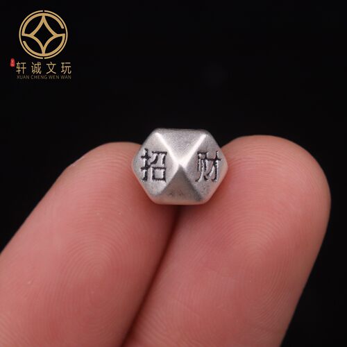 8MM招财进宝八棱方桶珠足银999珠隔珠手串diy文玩配饰散珠配件