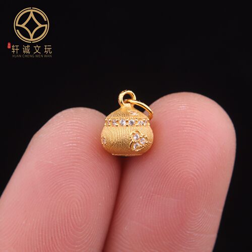 原创925银镀金葫芦吊坠腰珠隔珠手工串珠侧挂diy文玩配饰配件珠