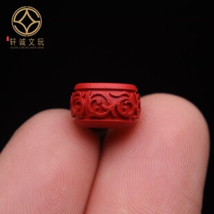 天然朱砂帝王砂红砂回纹隔片隔珠隔圈鼓珠散珠手串配饰单珠配件