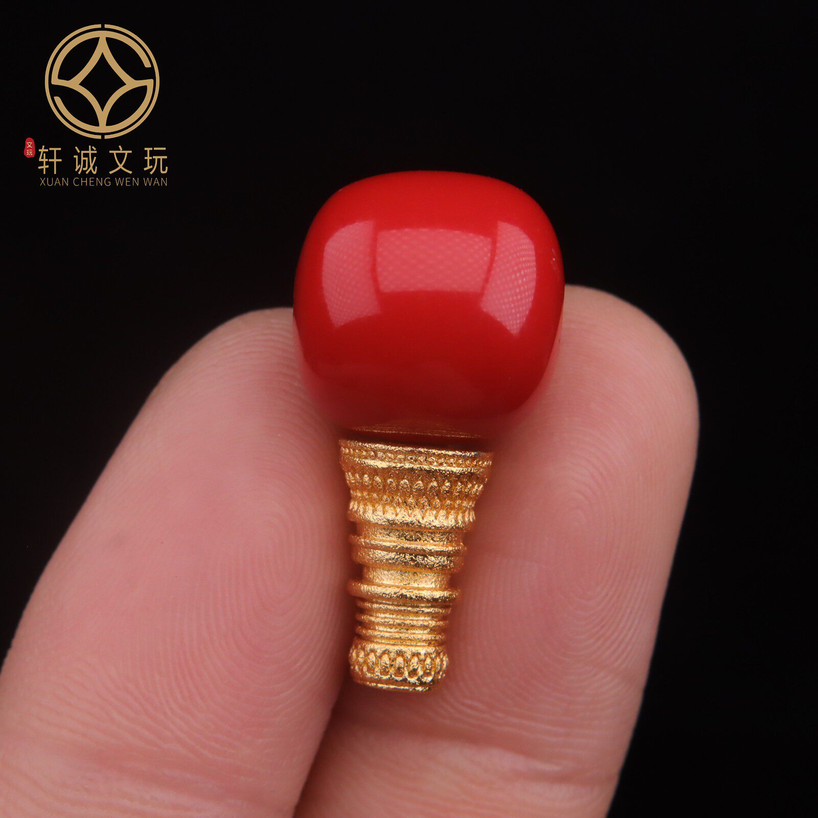 天然原矿古法金帝王朱砂老型桶珠三通佛头散珠子隔珠小配件配饰