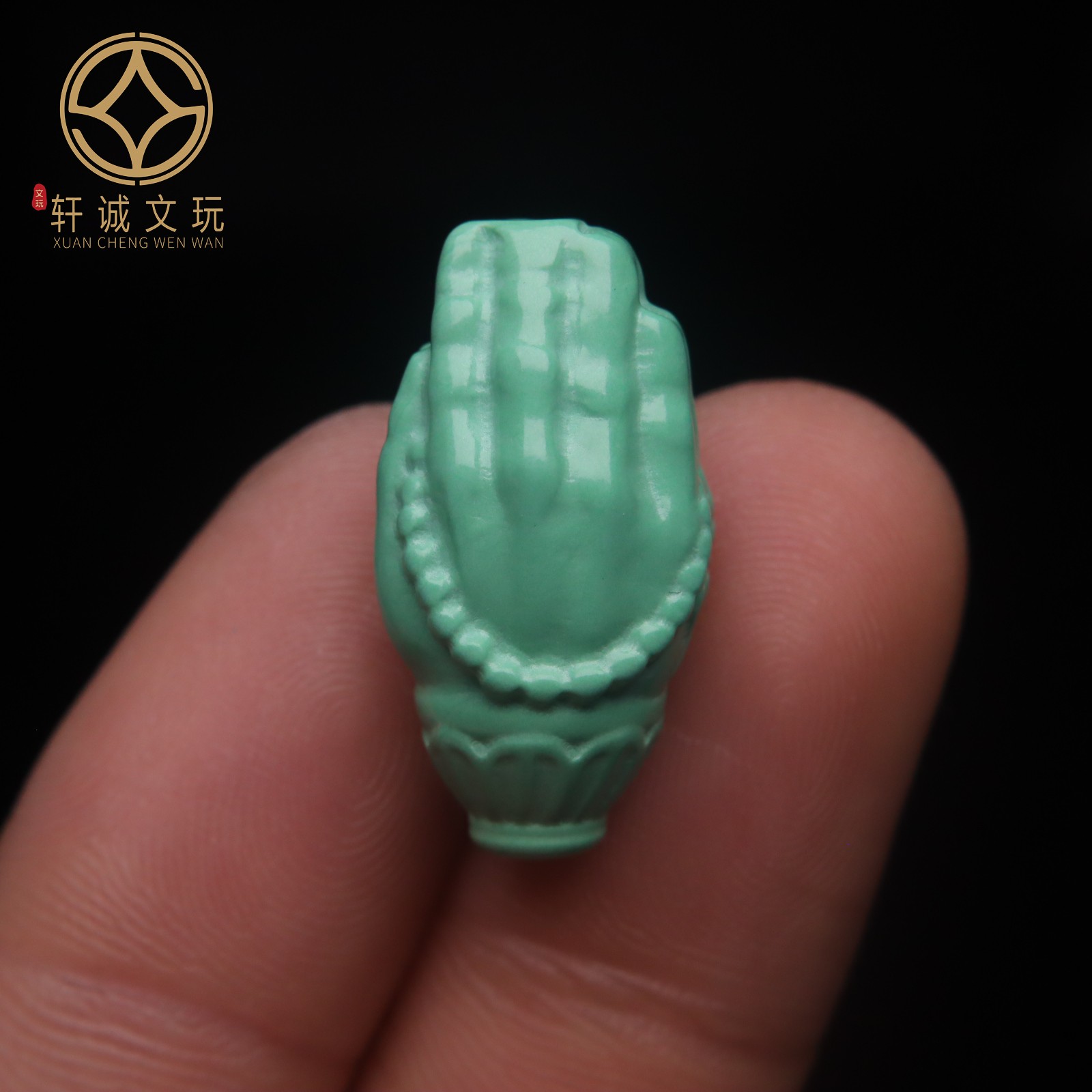 优化高瓷绿松石果绿白蓝佛手桶珠蒙松散珠手串手持菩提108diy配饰