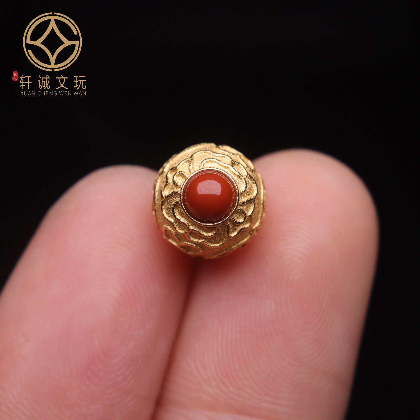 原创银镀金镶嵌南红青金石转运珠隔珠手链配件diy手链吊坠配饰