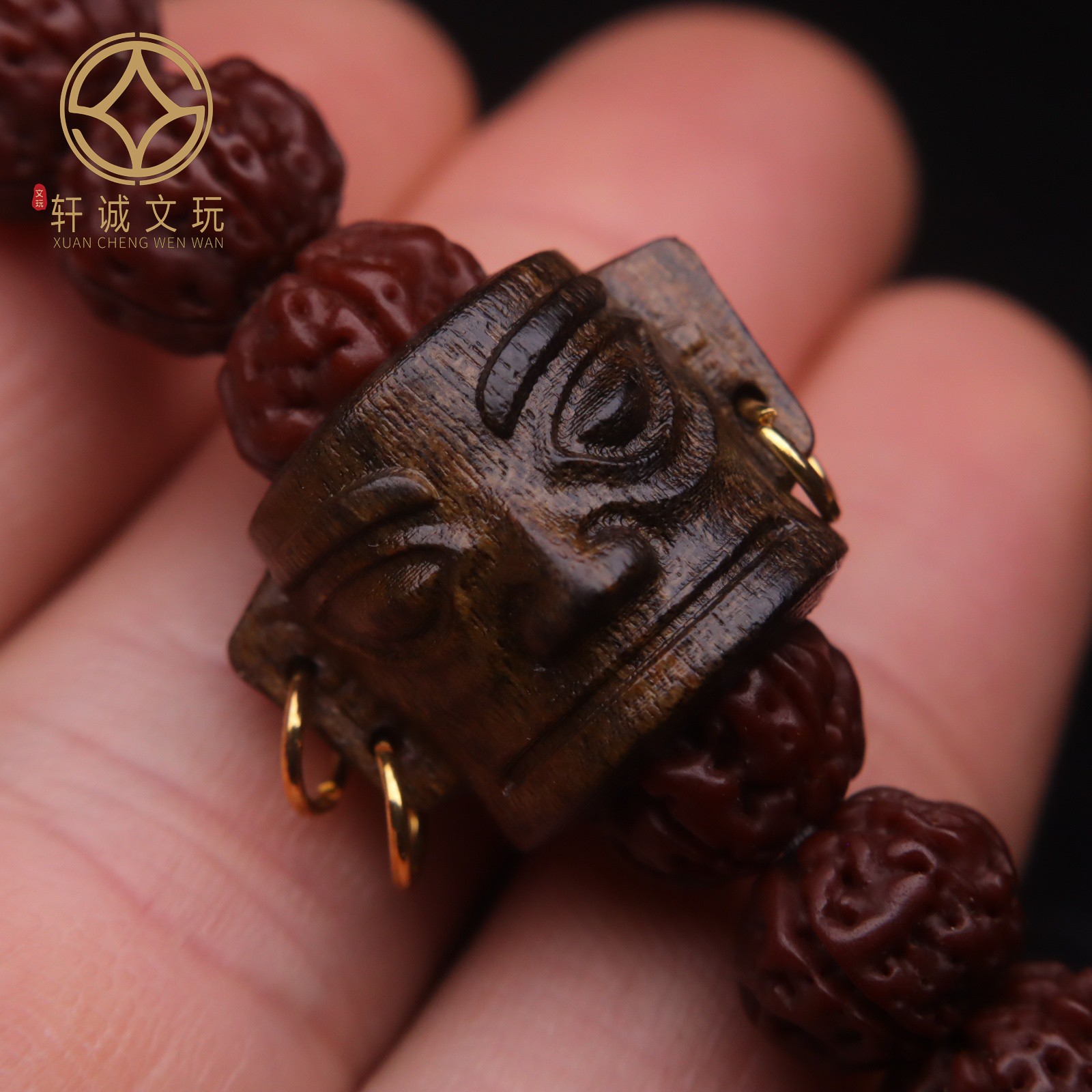 古法金配件天然沉香三星堆镶嵌跑环戒圈隔片散珠DIY文玩配饰配件