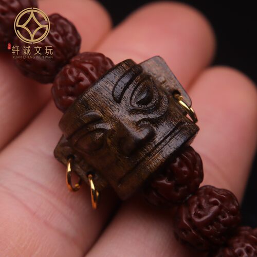 古法金配件天然沉香三星堆镶嵌跑环戒圈隔片散珠DIY文玩配饰配件