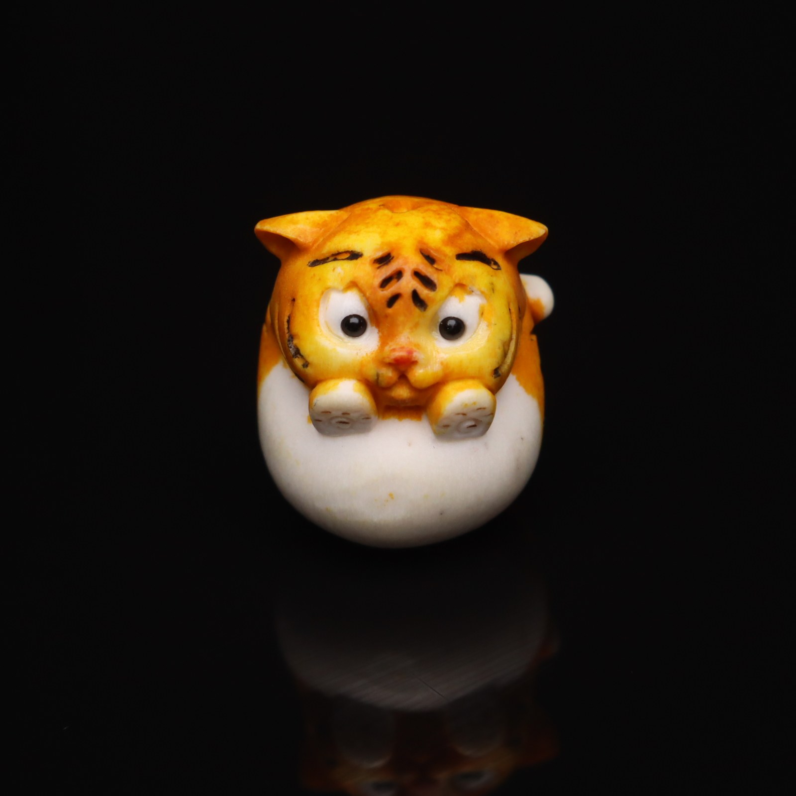 鹿角根付飞虎喵如虎添翼文玩diy配饰纯手工雕刻散珠配件挂件吊坠