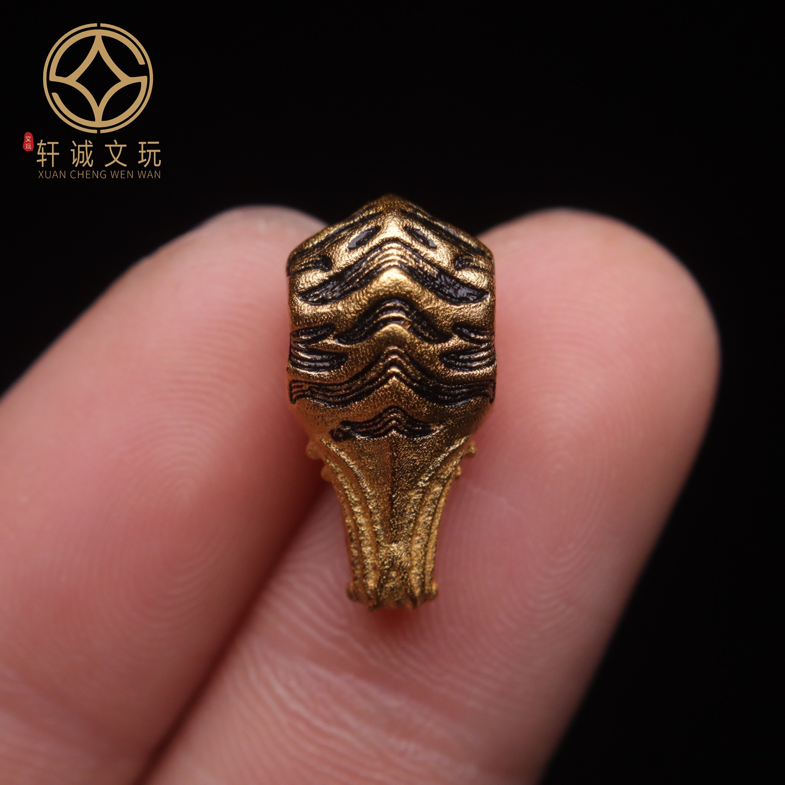 原创925纯银足银博古纹三通佛头隔珠手串diy配件金刚菩提文玩配饰