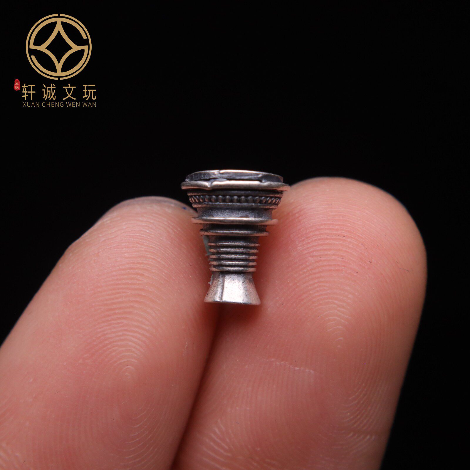 原创足银925银佛塔三通佛头手串长串手持diy配饰配珠手串配件饰品